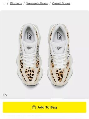 New Balance Women's 9060 White with Leopard Print Accent Sneakers